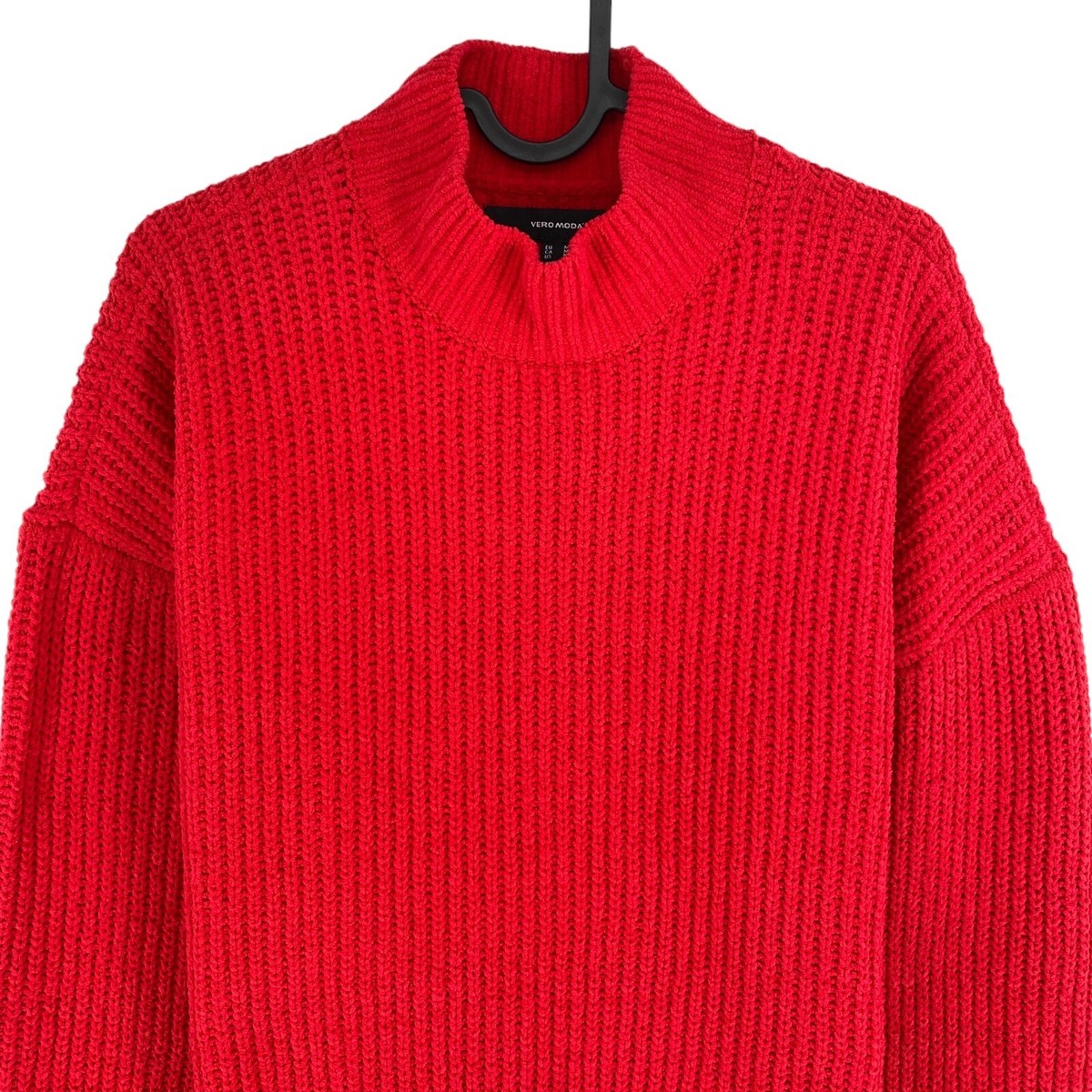 VERO MODA Damen Roter Kaia Gerippter Pullover Mit Hohem Kragen
