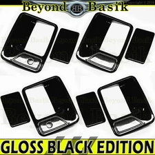 1999-2016 FORD F250 F350 F450 F550 4DR CREW GLOSS BLACK Door Handle COVERS w/PSK
