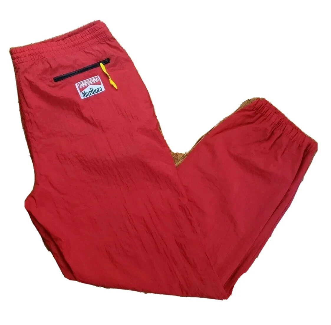 Marlboro Red Nylon Pants Men s Size L Windbreaker Adventure Team Joggers Vintage
