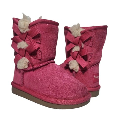 Koolaburra by UGG 1090330 Mädchen rosa Wildleder Lammfell gefütterte Stiefel mit Schleifen Gr. 7 - Bild 1 von 14