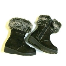 Gymboree Baby Girl's Winter Boots Size 4 Brown Faux Suede Fur