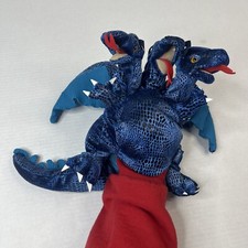 Folkmanis Hand Puppet 3 Headed Dragon Hydra Blue Monster Plush Stuffed