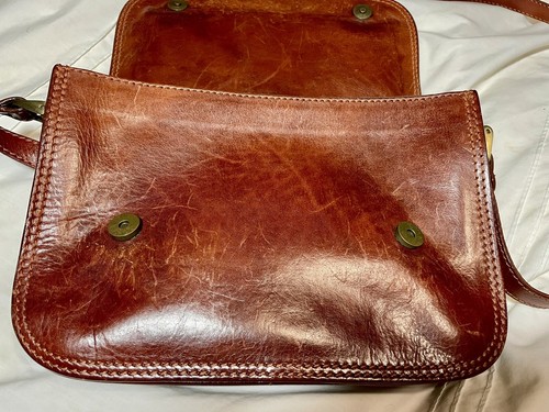 Borsa a mano vintage in pelle marrone marrone scuro DR Pelletterie Firenze borsa italiana tracolla - Foto 15 di 19