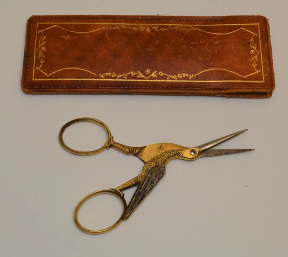 J.A. Henckels - Gold Plated Embroidery Scissors in the Shape of a Crane -  EUC