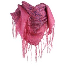Ladies Sparkly Lurex Thread Paisley Tassels Square Shawl Scarf Wrap