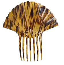 8" Celluloid  Mantilla Victorian Hair Comb GIANT  Rare Zebra Striped Antique EVC