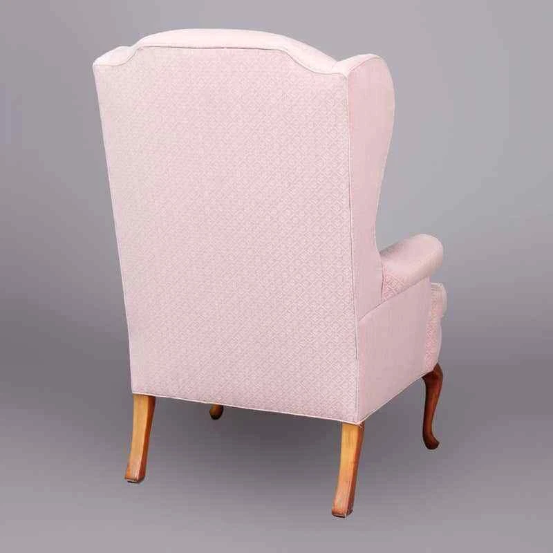 Silla tapizada con respaldo de ala de caoba estilo Queen Anne de Laine, siglo XX Foto 3 de 4