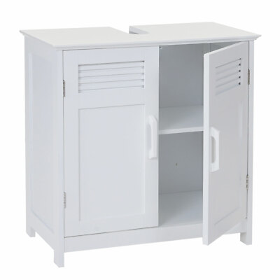 Waschbeckenunterschrank HWC-A85, Badschrank mit Staufach, 60x60x30cm, weiß