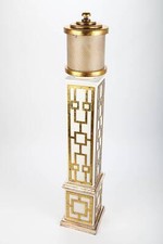 point-home Design-Schrank "Asia-Style" mit Licht, Retro, weiß/gold, 127cm