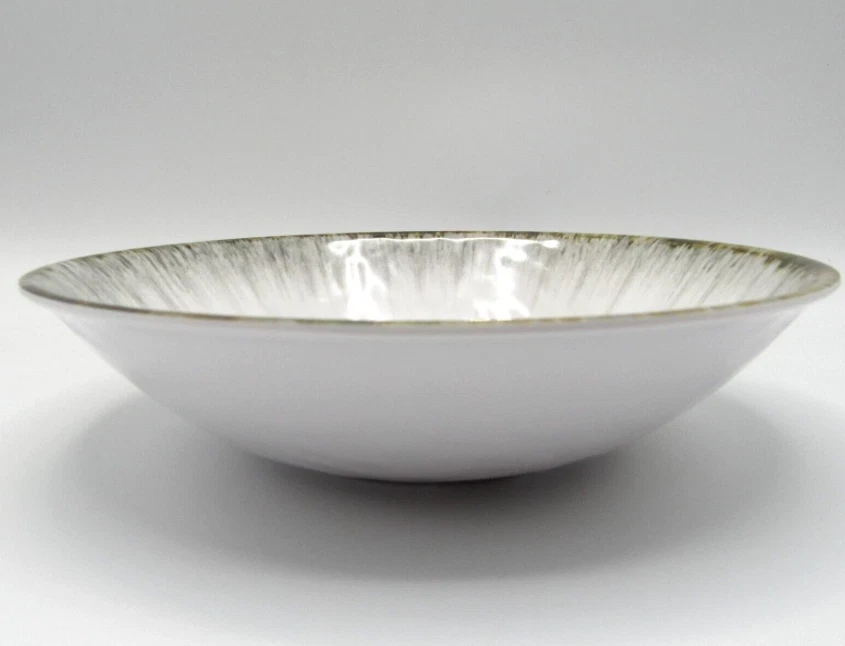 "Juego de 3 ensaladeras Tommy Bahama blancas náuticas playa borde concha marina melamina 8""" Foto 3 de 4