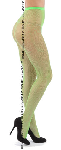 Women's Ladies Fishnet Fashion Tights Bright  Green Great Price! Fast Post! (EY) - Afbeelding 1 van 4