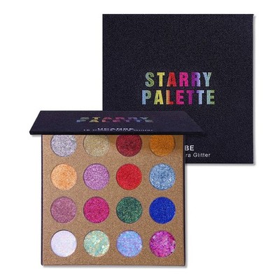 Eyeshadow Palette, Professional 16 Colors, Chunky & Fine Pressed Glitter Eye