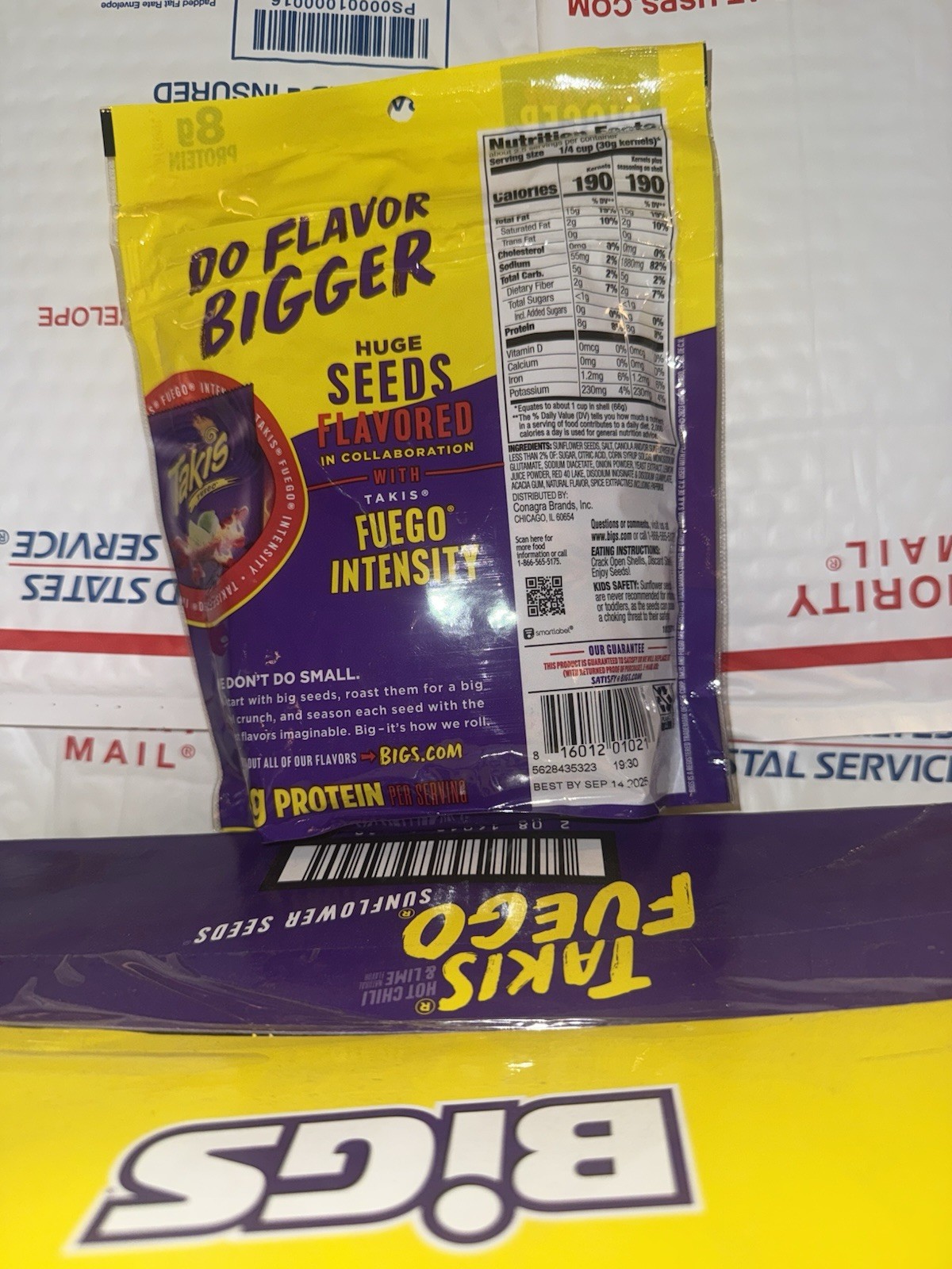 Bigs Takis Fuego Sunflower Seeds Hot Chili & Lime 1 Bag, New