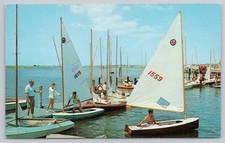 Postal de prensa Haverstraw NY "Off To The Races" velero bote regata Dexter