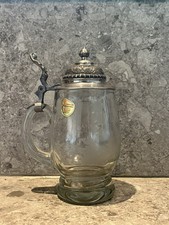 Bierkrug/Bierseidel Glas mit ZinndeckelJoska Waldglash&uuml;tte Bodenmais Kristall