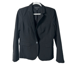 Ann Taylor Blazer Jacket Size 6 Black One Button Lined Stretch Office Career