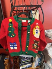 Vintage Red And Red Sweater Just Friends Size Large 100 Acrylic