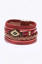 Beaded Layered Bohemian Magnetic Clasp Bracelet For Women