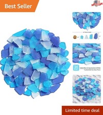 34oz Recycled Sea Glass in Cobalt Blue, Aquamarine, and White - DIY Decor