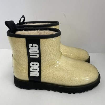 UGG Classic Clear Mini Boots on The  Natural/Black  Color Size 7 Waterproof 