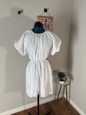 Nasty Gal Women’s Sz 6 White Puff Sleeve Mini Dress Backless Babydoll