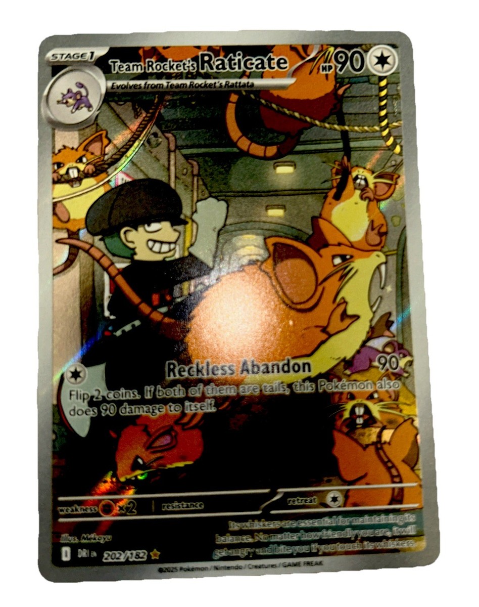 Team Rocket's Raticate 202/182 Sv10: Destined Rivals Illustration