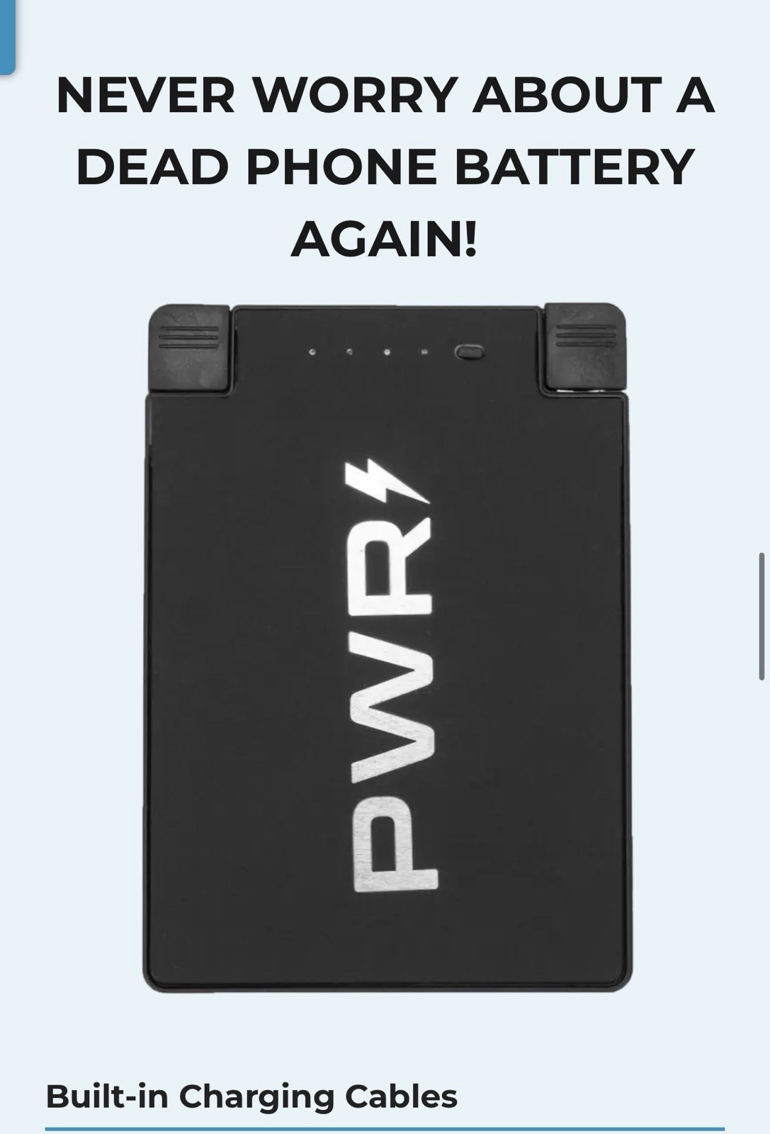 PWR Deluxe Power Card 2500mAh Ultra Slim Power Bank Charger USB-C Micro USB