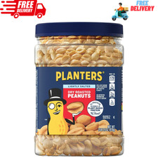 PLANTERS Lightly Salted Dry Roasted Peanuts, Party Snacks, Plant-Based Protein,