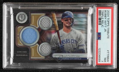 2024 Topps Tribute Triple Relics 93/199 Bobby Witt Jr #TTR-BW PSA 7 2t7
