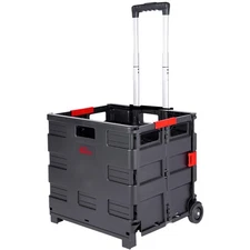 Folding Rolling Crate Portable Utility Cart Collapsible Handcart Shopping