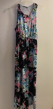 Womens Floral Maxi Dress XL Bust 44” 46” Black Pink Blue Green 60” Long