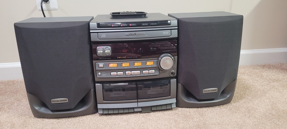 Philips FW316C CD Mini Stereo System CD changer w/speakers. Tested