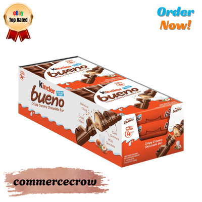 Kinder Bueno Milk Chocolate and Hazelnut Cream, 8 Pack, 4 Individually Wrapped C