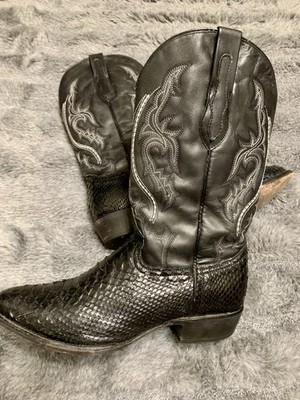 JB Dillion Black Snake Skin/Leather Western Cowboy Boots  display picture 1