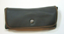 Retro 1990's Brown Vinyl Snap Flap Semi Hard Vintage Eyeglasses Case Holder