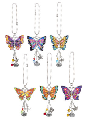 Ganz Car Charms Butterflies with Positive sayings with 3 hanging charms ER56060