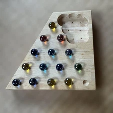 Wood Brain Teaser Puzzle - Marble Removal Game, Made of Natural Wood, Used ff6