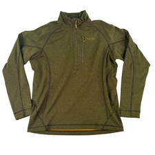 Rab Thermic 1/4 Zip Fleece Pullover Men L Green Hiking Climbing Midlayer Grid