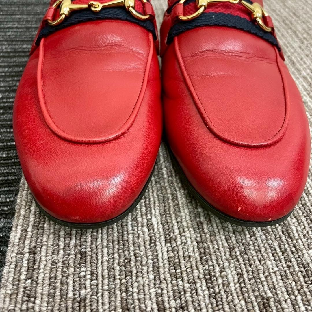 APL GUCCI Sandali Mules Frat Horsebit linea Sherry pelle rosso EU38 US8 90701c