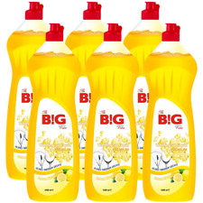 6 x 1L BG Washing Up Liquid Lemon - Dish Cleaner Kitchen Powerful Grease 2.48 per litre