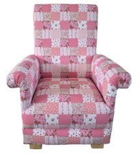 Image of Girls Armchairs Chairs Pink Patchwork Children's Bedroom Nursery Seat Floral