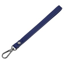 Leather Wristlet Strap for Purse, Clutch, Wallet Dark Blue Leather, Black Clasp 