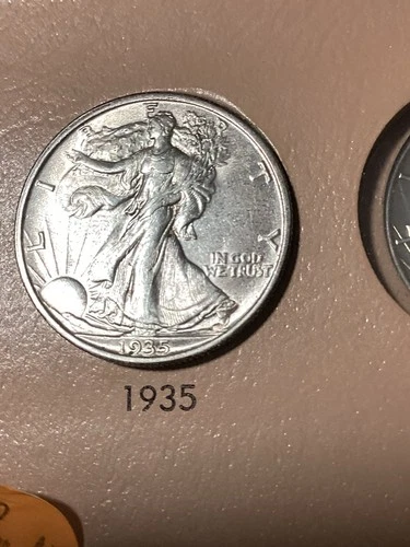 1935 Silver Walking Liberty Half  AU/BU  Great Strike  Birth Year Gift For 91!