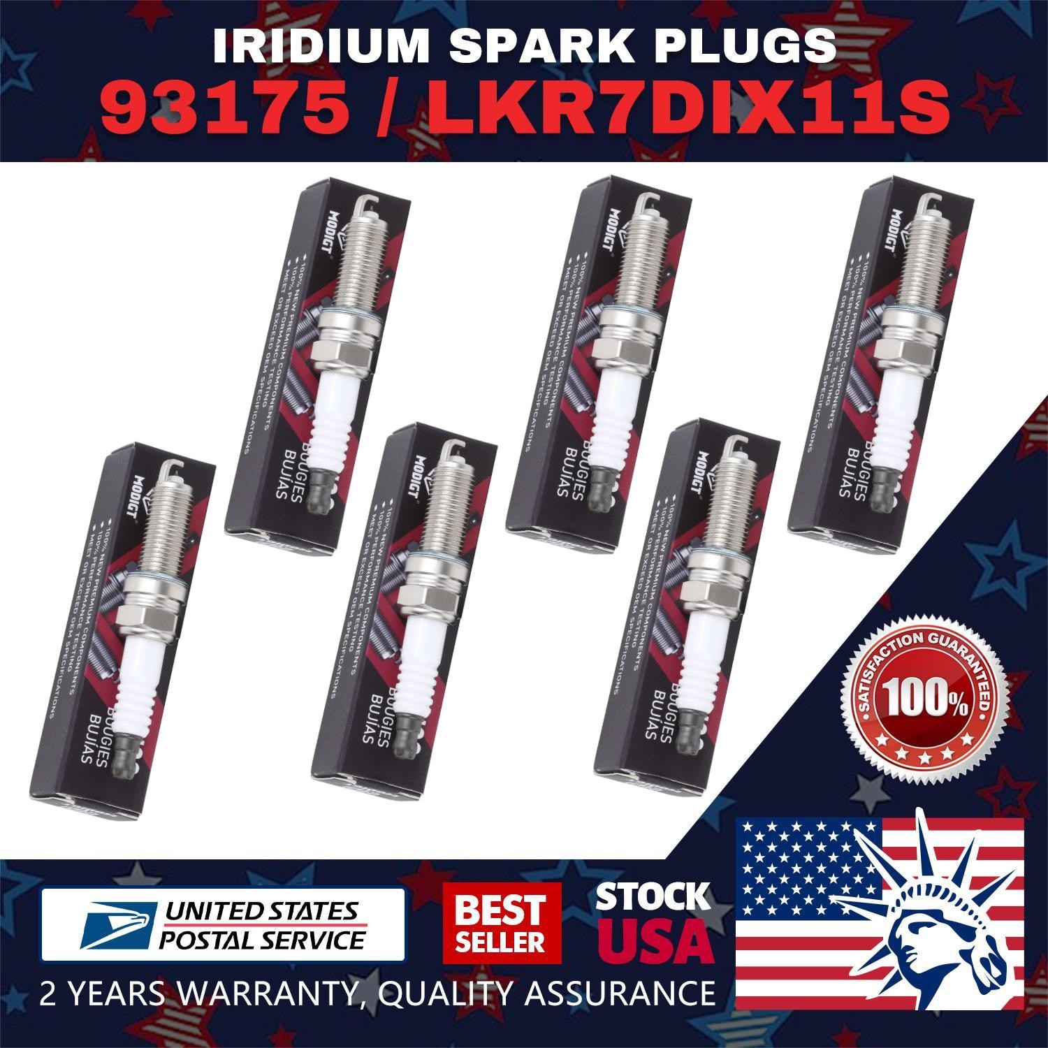 Replace For 93175 6pcs Spark Plugs LKR7DIX-11S IRIDIUM IX Genuine 6pcs For NGK