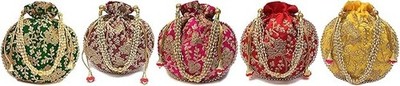 Embroidered Potli Silk Storage, Potli Pouches for Jewelleries Return Gift Bags 5