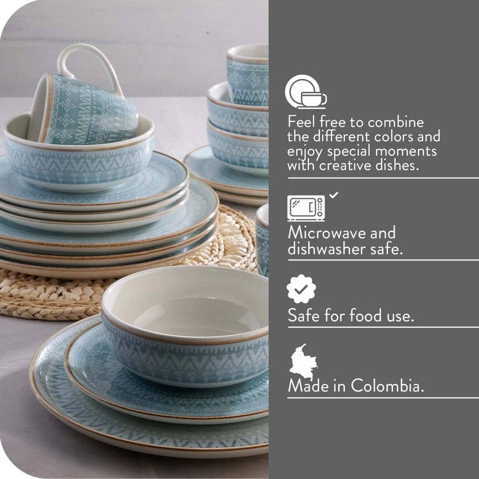 Juego de vajilla Corona 16 piezas, juego de platos cuencos y tazas, juegos de cerámica para... Foto 3 de 4