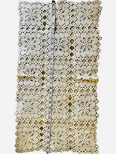 Hand-Crocheted Cream Table Runner Or Dresser Scarf Floral Pattern 31" X 17" VTG