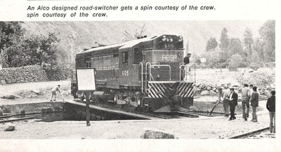 Alco Road Switcher FCP 615 Locomotive on Turntable Crew Scene Vintage Mag Cutout