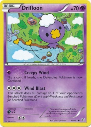 Drifloon - 34/101 - Common (Mp) Plasma Blast - Psychic Pokémon