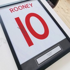 Wayne Rooney #10 Signed Print Framed Shirt Jersey England 2009-10